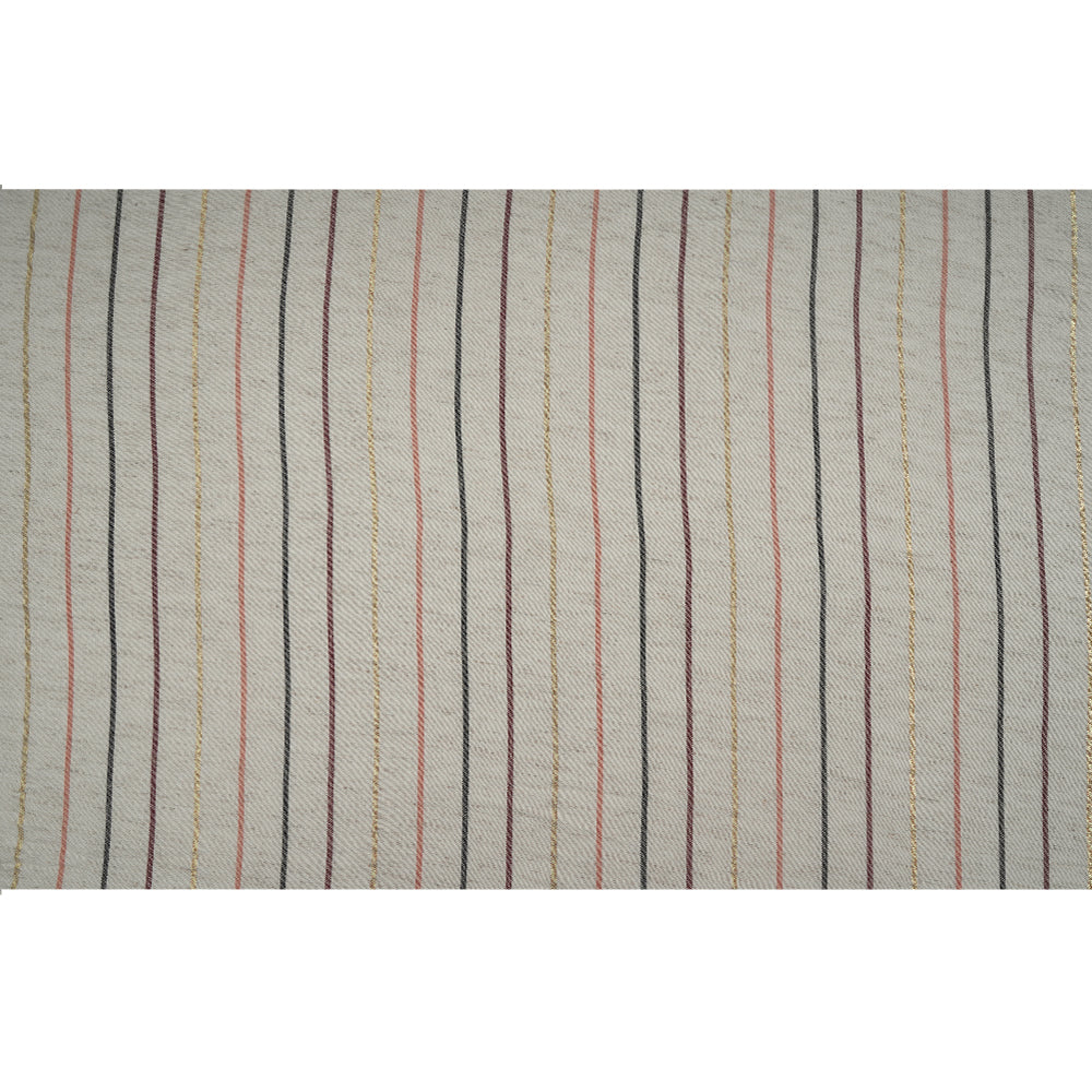 Off White Color Yarn Dyed Striped Rayon Fabric