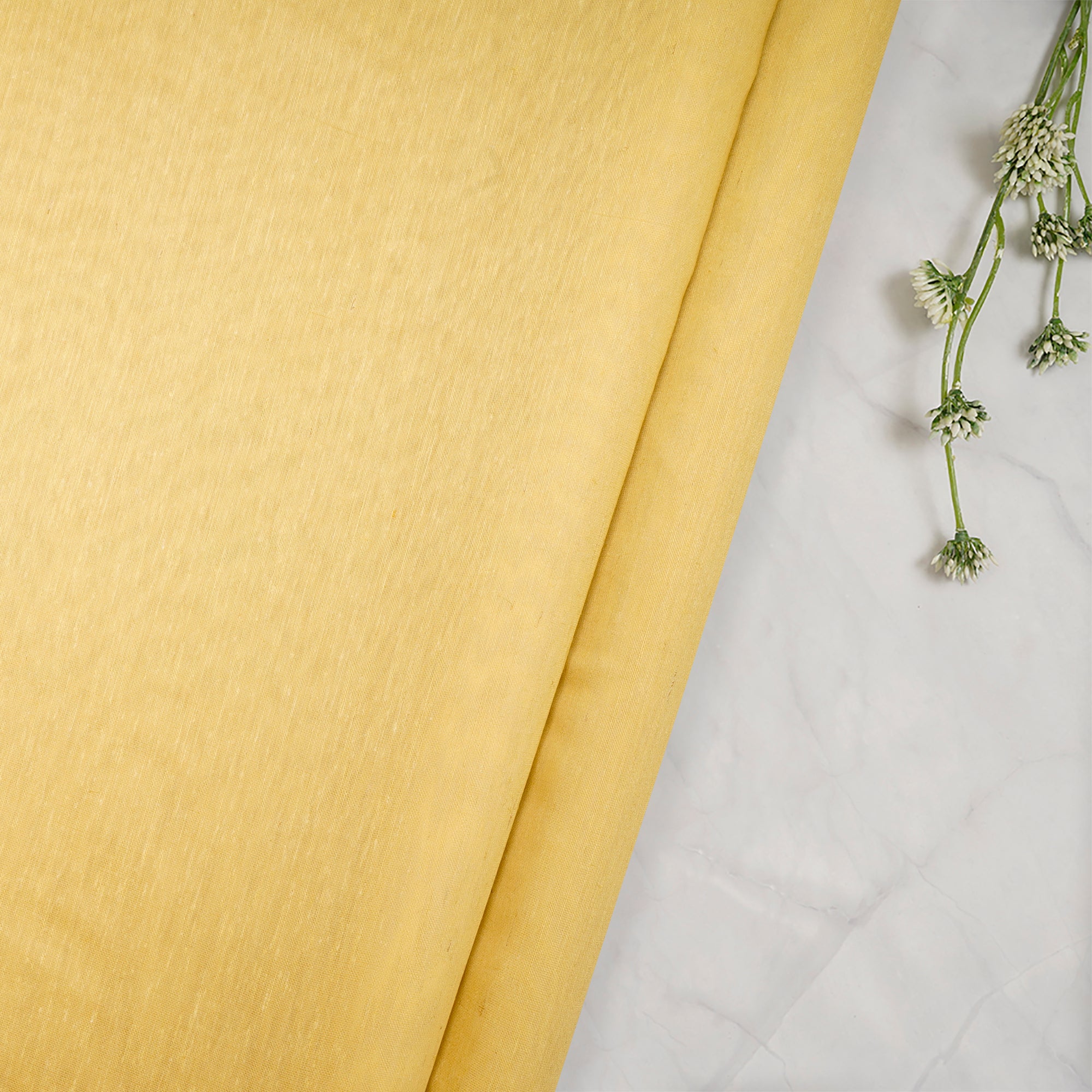 Yellow Color Art Linen Tussar Fabric