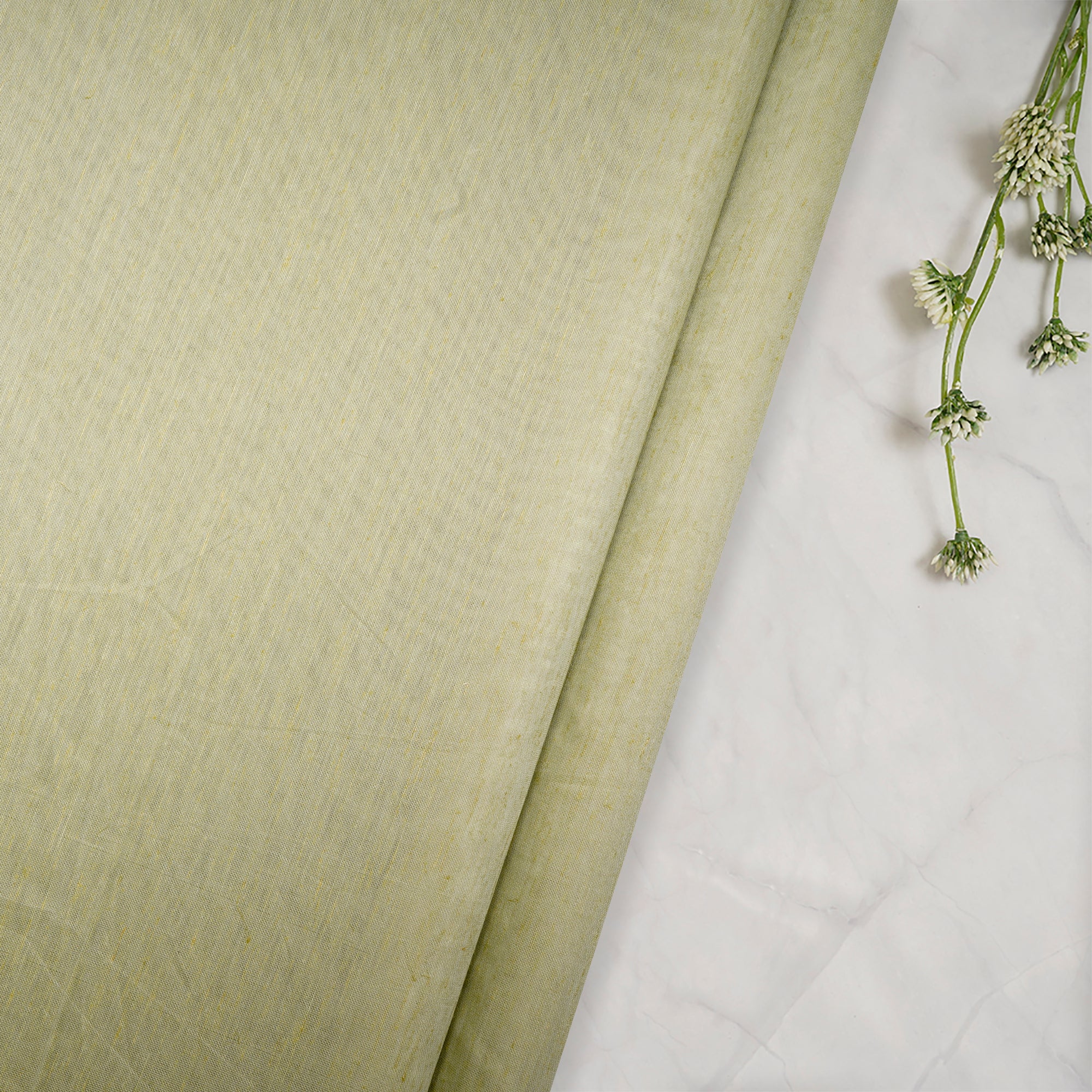 Sage Green Color Art Linen Tussar Fabric