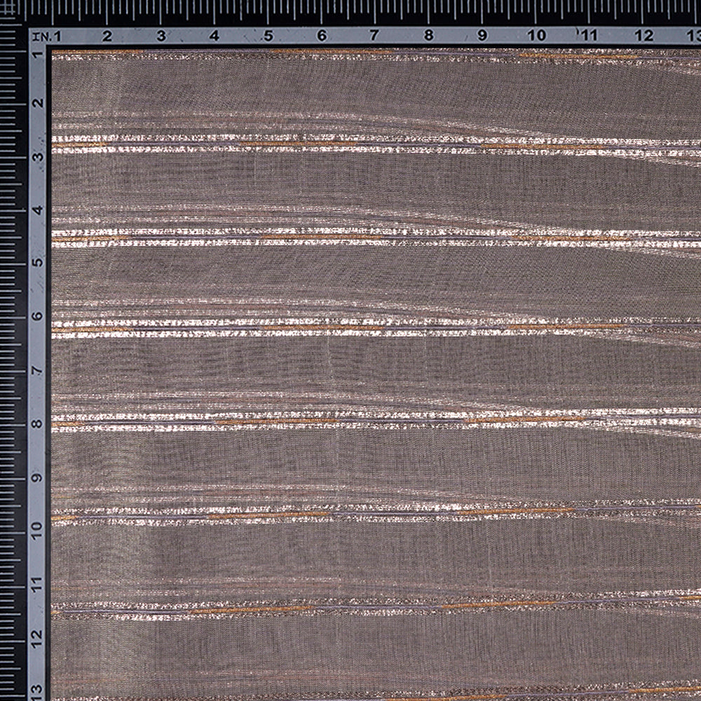 Light Grey Color Zari Striped Viscose Tissue Fabric