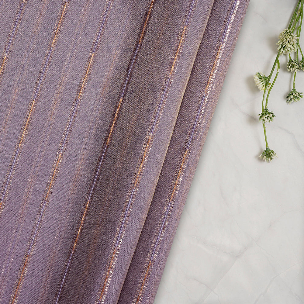 Lilac Color Zari Striped Viscose Tissue Fabric
