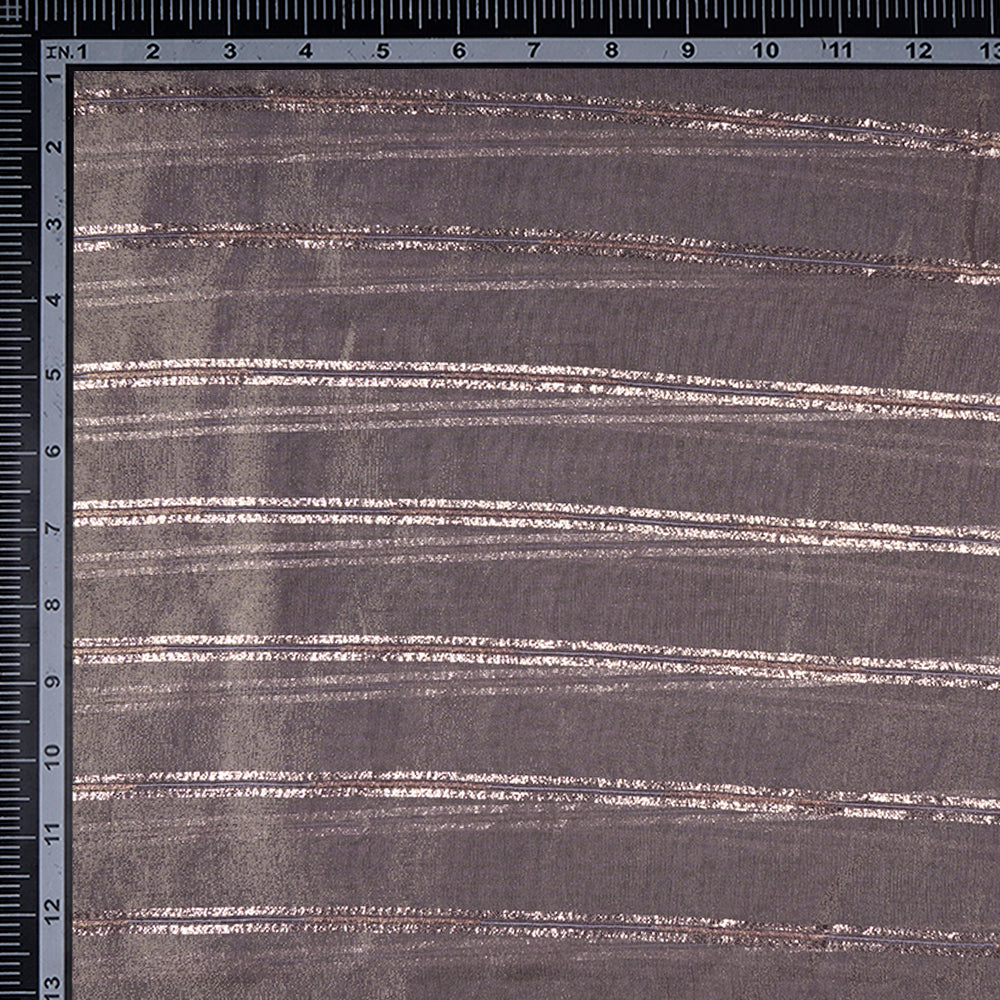 Dark Grey Color Zari Striped Viscose Tissue Fabric