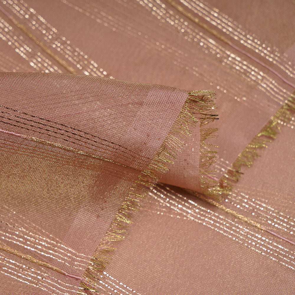 Petite Orchid Color Zari Striped Viscose Tissue Fabric