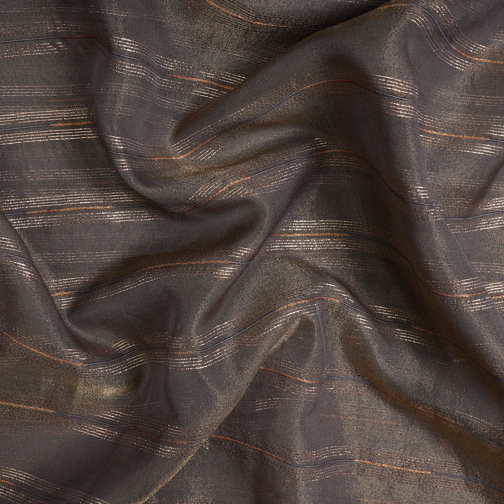 Wisteria Purple Color Zari Striped Viscose Tissue Fabric