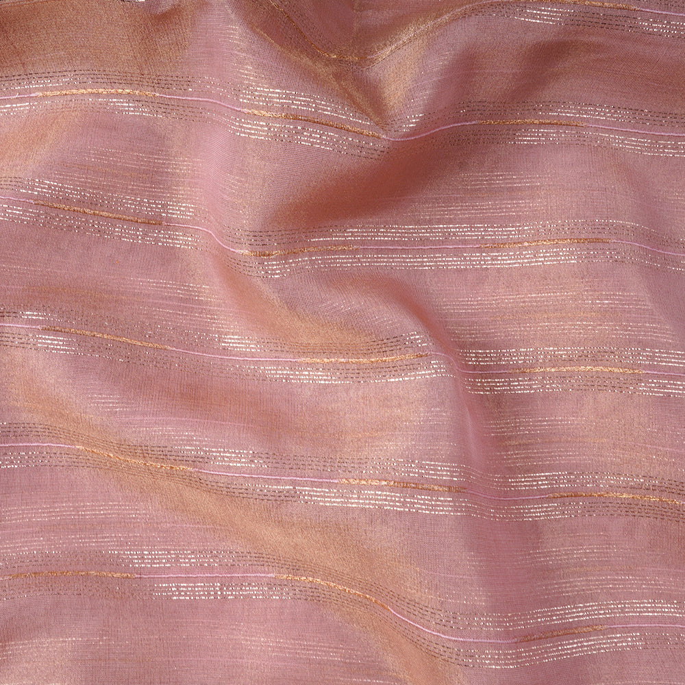 Light Pink Color Zari Striped Viscose Tissue Fabric