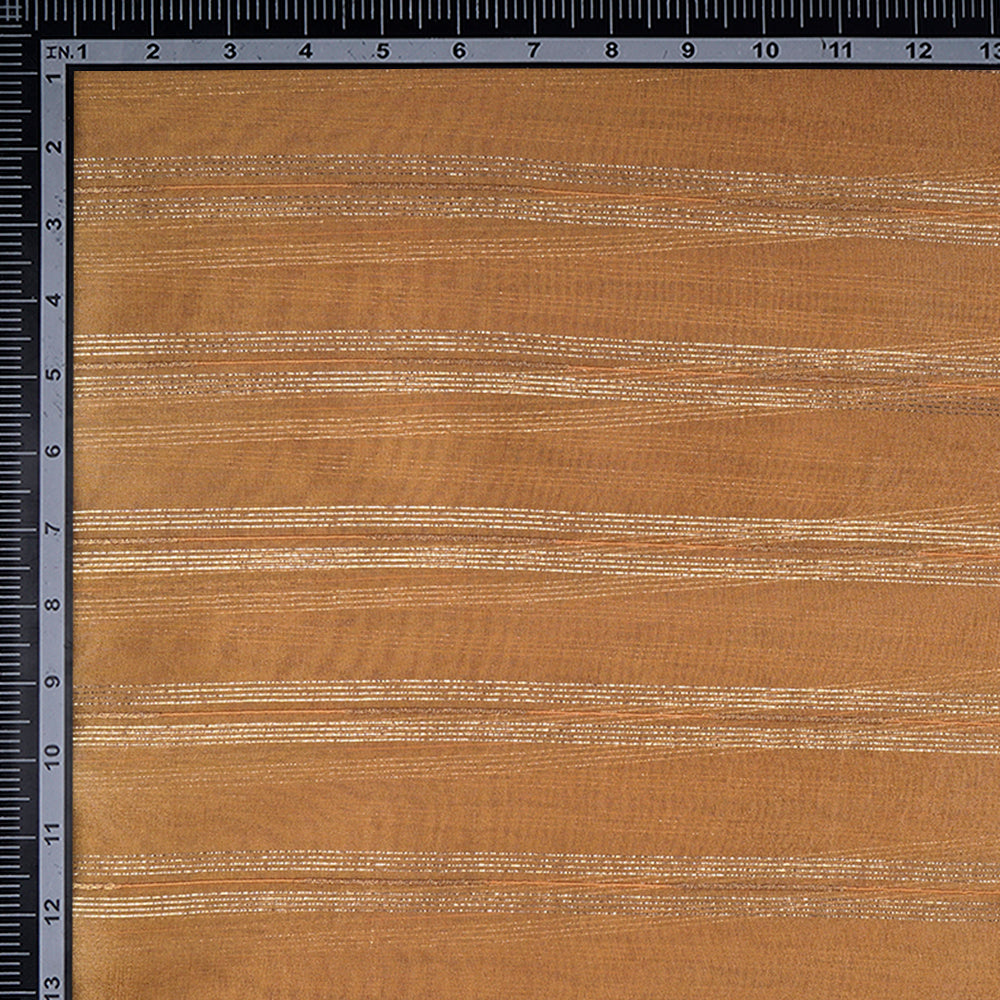 Mustard Color Zari Striped Viscose Tissue Fabric
