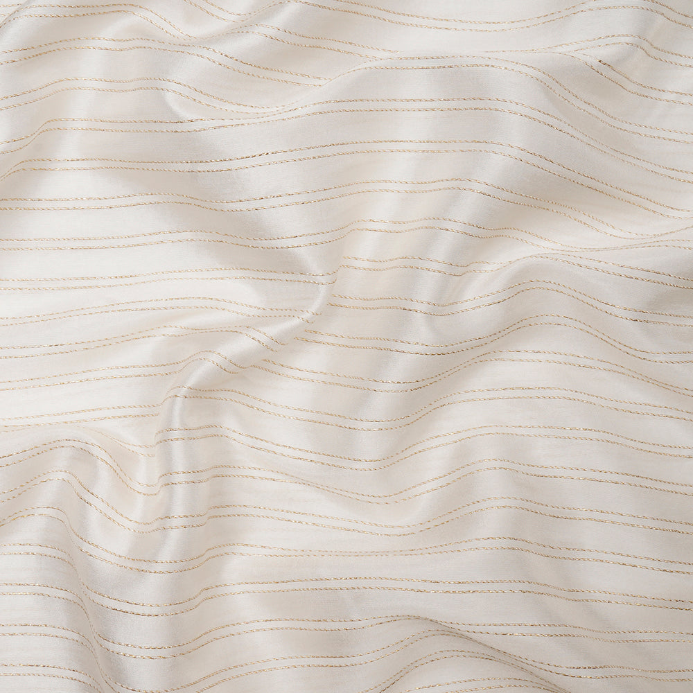 White Color Striped Bemberg Viscose Fabric