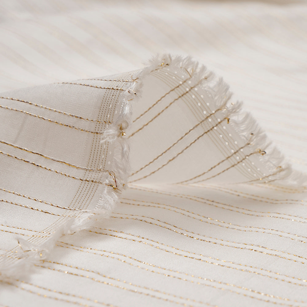 White Color Striped Bemberg Viscose Fabric