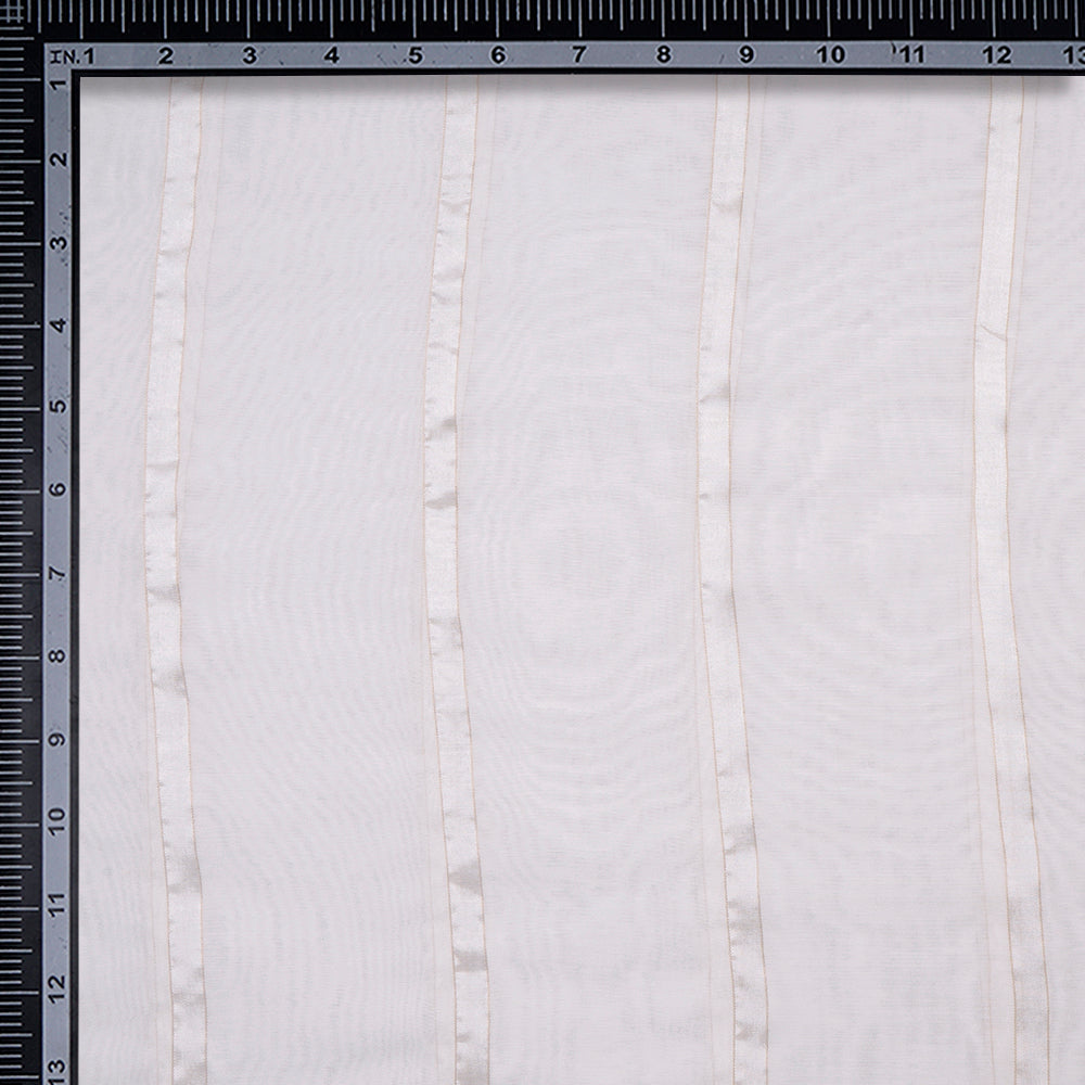 White Color Striped Viscose Modal Satin Fabric
