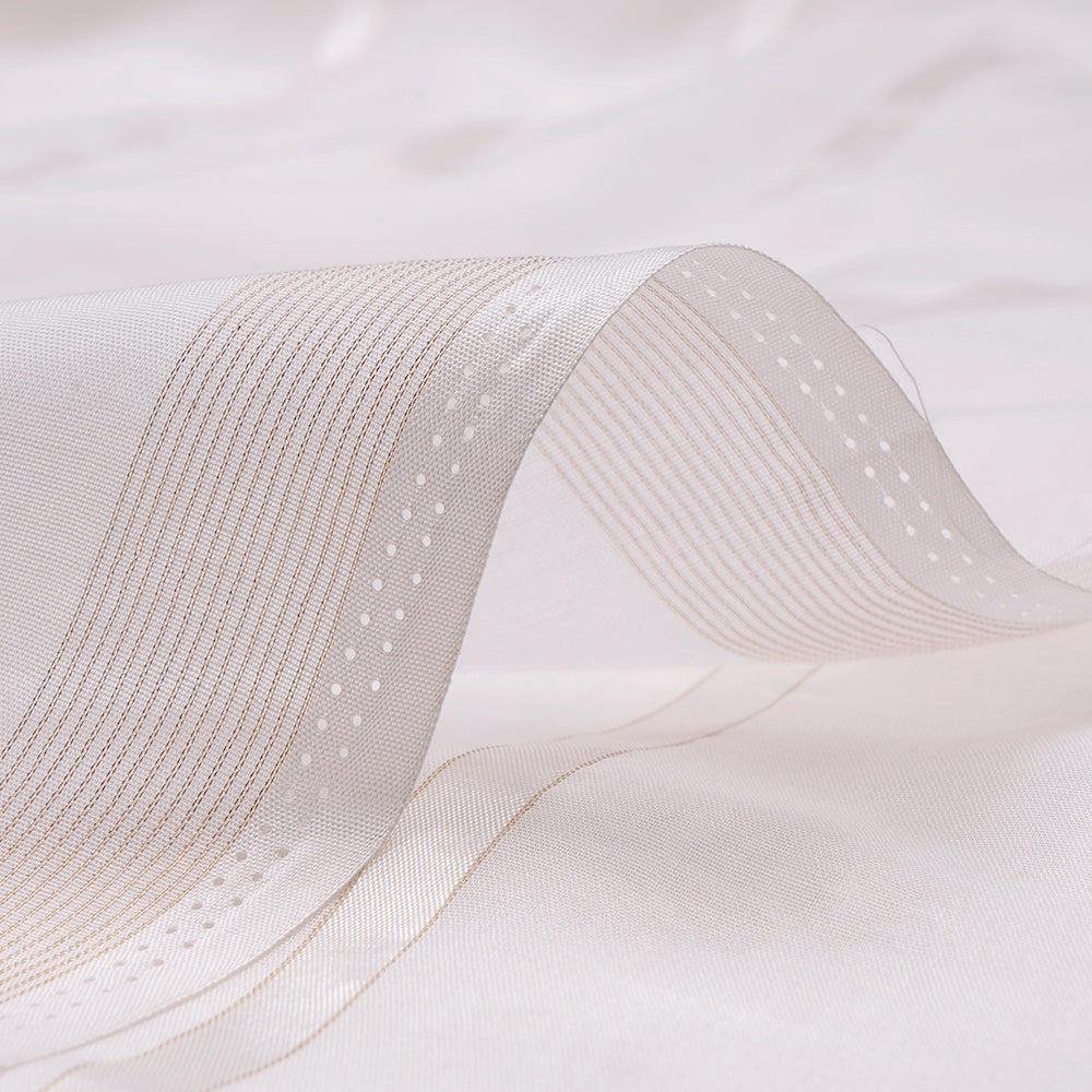 White Color Striped Viscose Modal Satin Fabric
