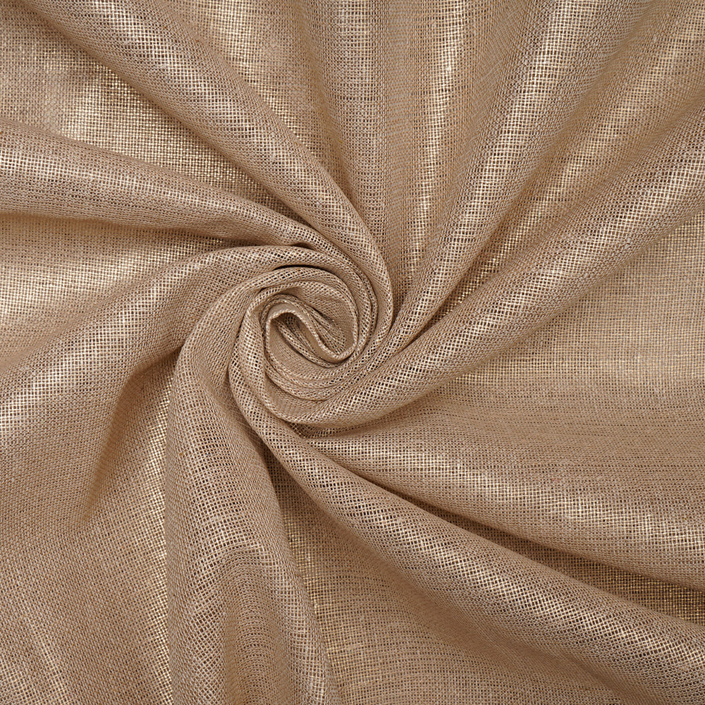 Beige Color All over Foile Printed Jute Cotton Fabric