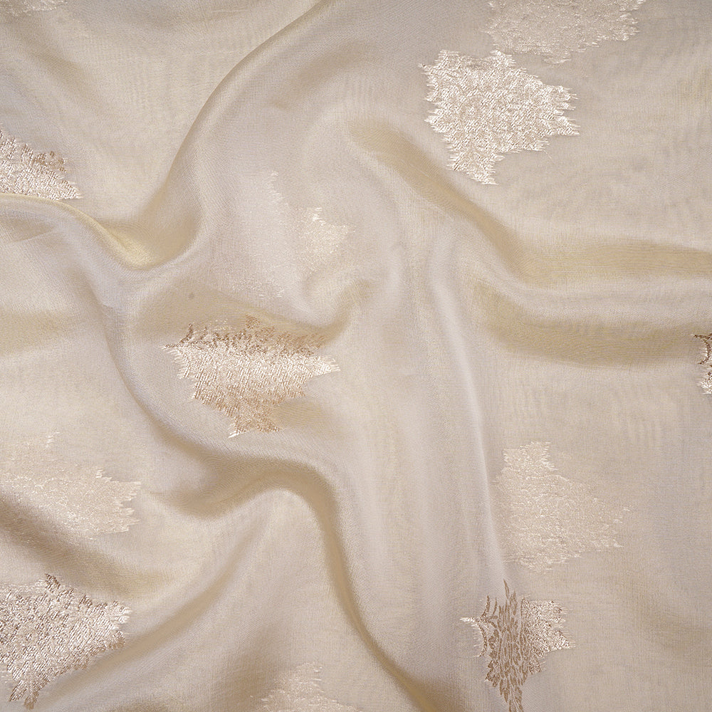 Gold Booti Pattern Dyeable Fancy Viscose Organza Jacquard Organza Tissue Fabric