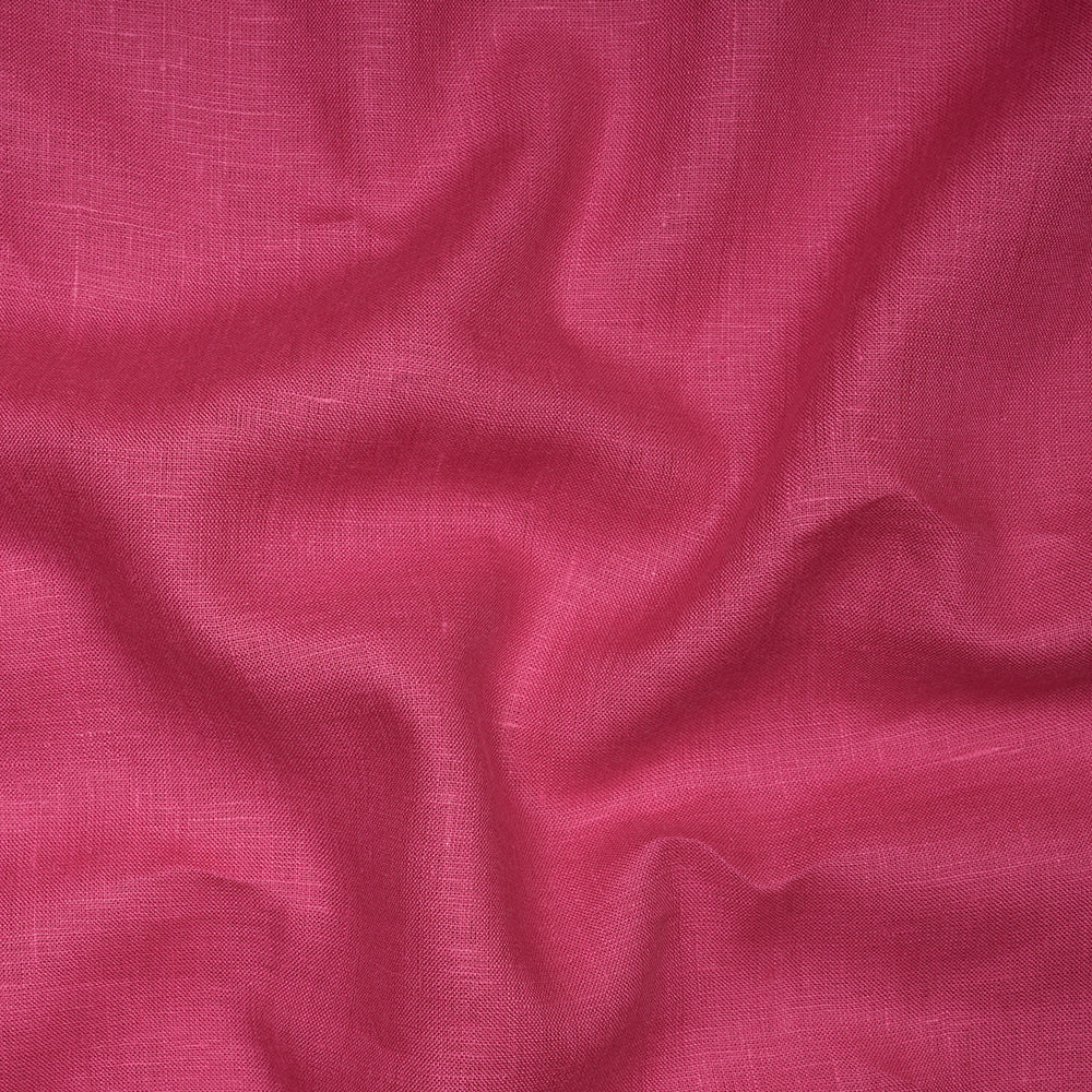 Pink Color Pure Linen Fine Count Yarn Dyed Fabric