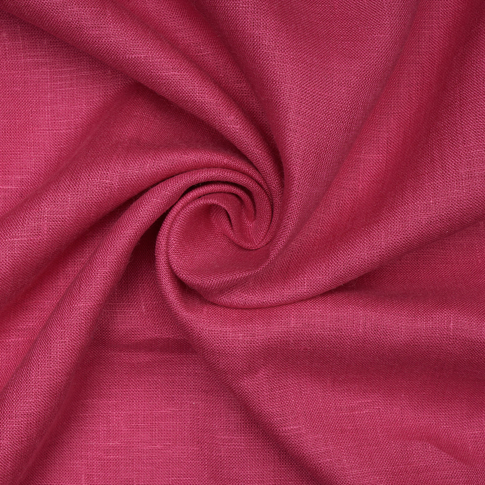 Pink Color Pure Linen Fine Count Yarn Dyed Fabric