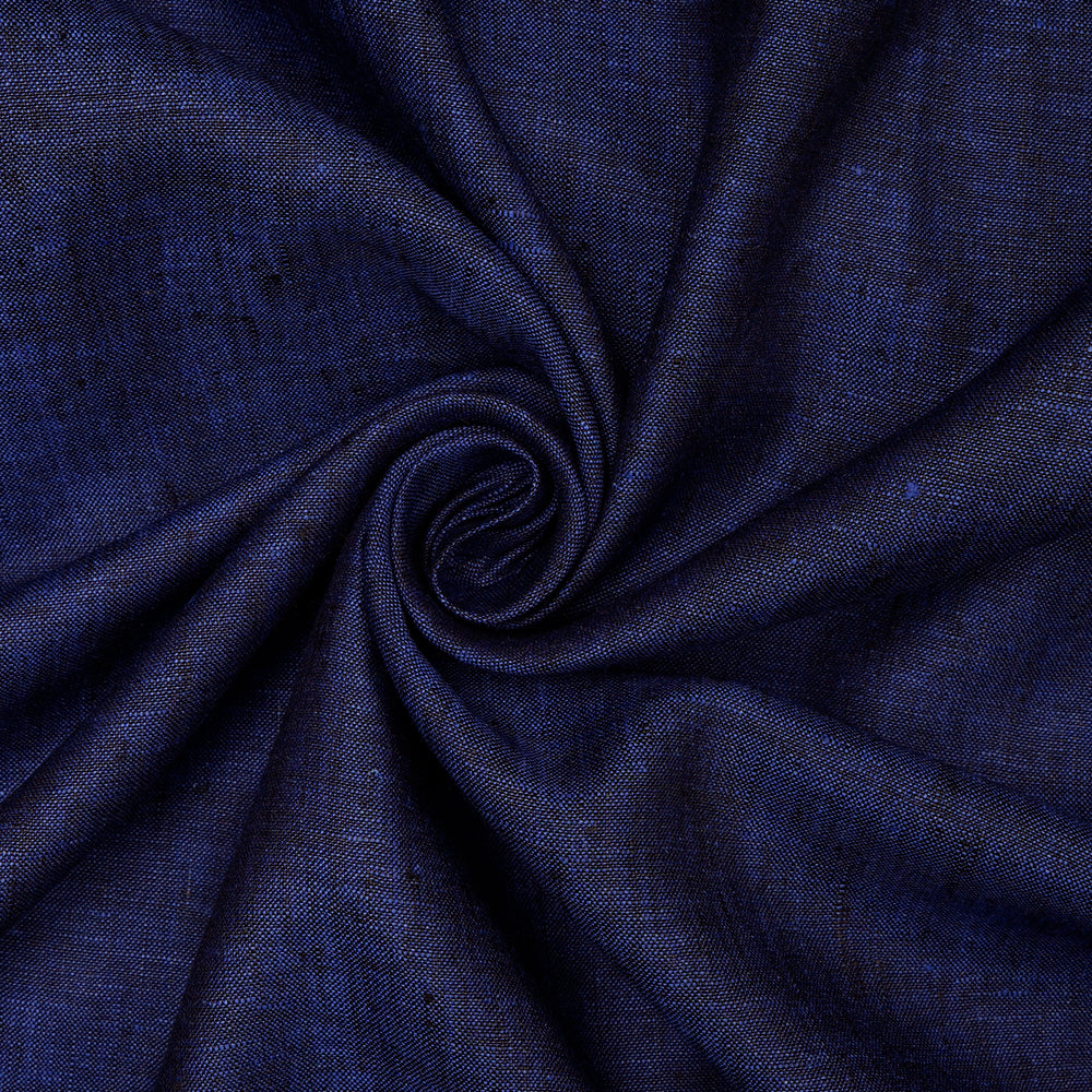 Blue Color Pure Linen Fine Count Yarn Dyed Fabric