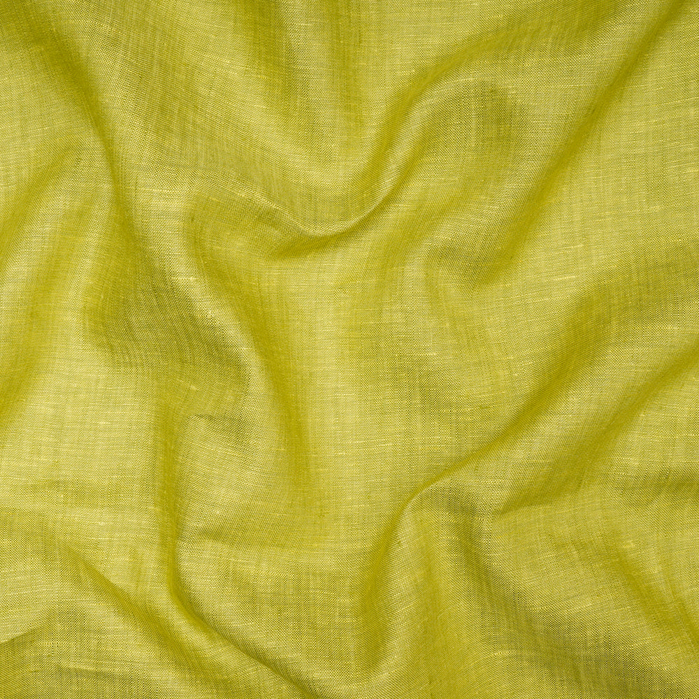 Parrot Green Color Pure Linen Fine Count Yarn Dyed Fabric