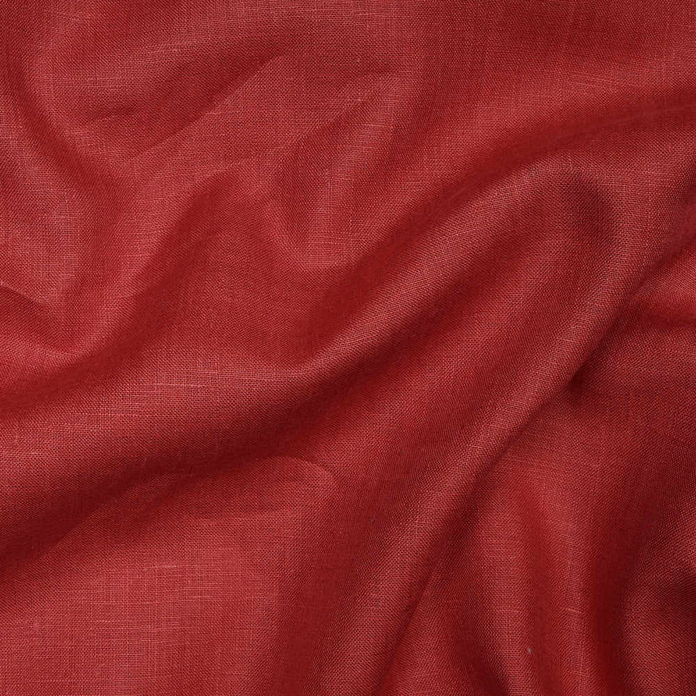 Red Color Pure Linen Fine Count Yarn Dyed Fabric