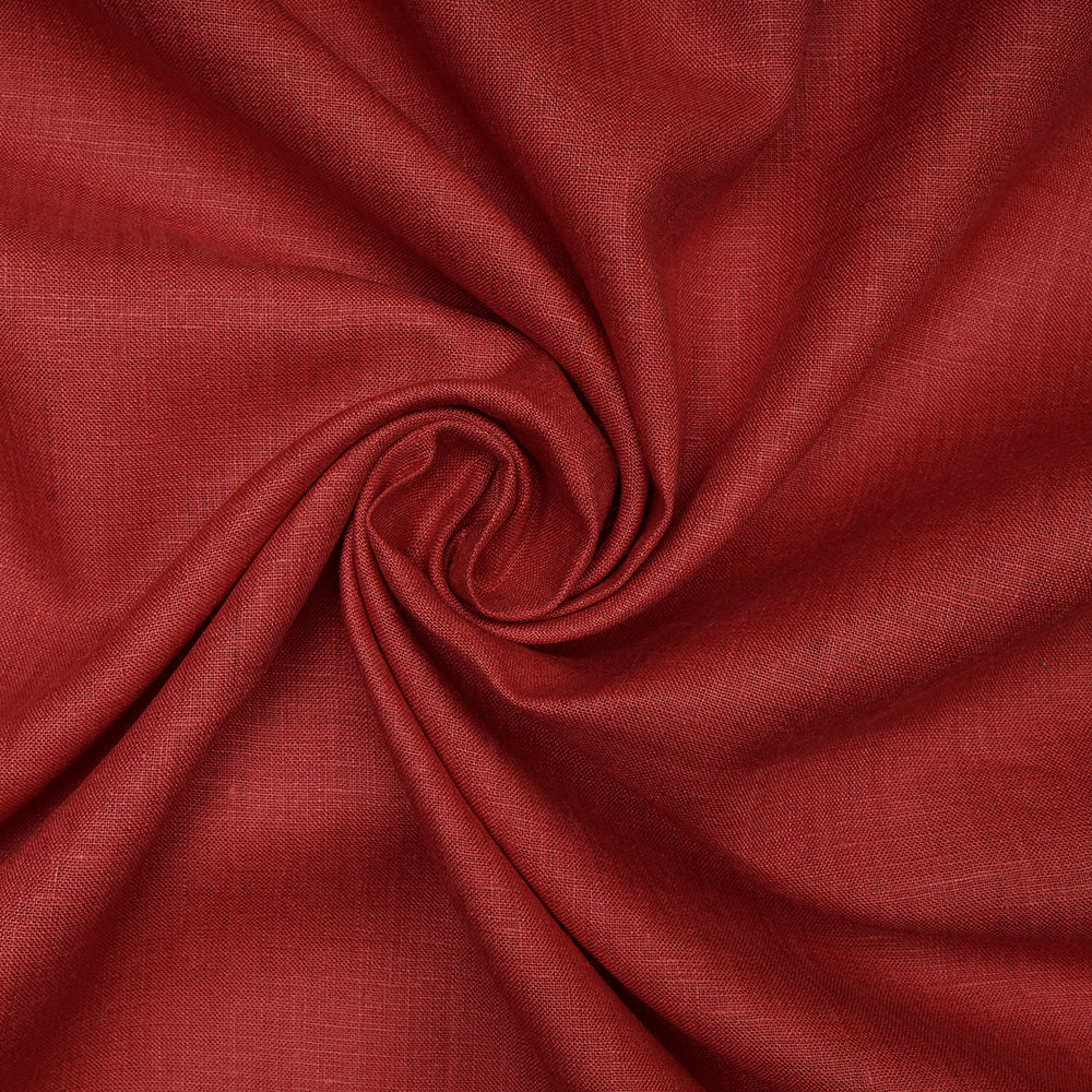 Red Color Pure Linen Fine Count Yarn Dyed Fabric