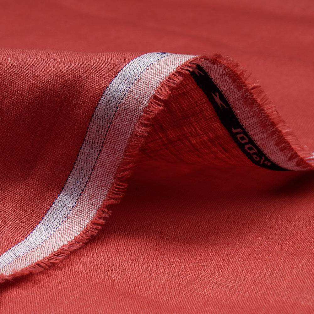 Red Color Pure Linen Fine Count Yarn Dyed Fabric