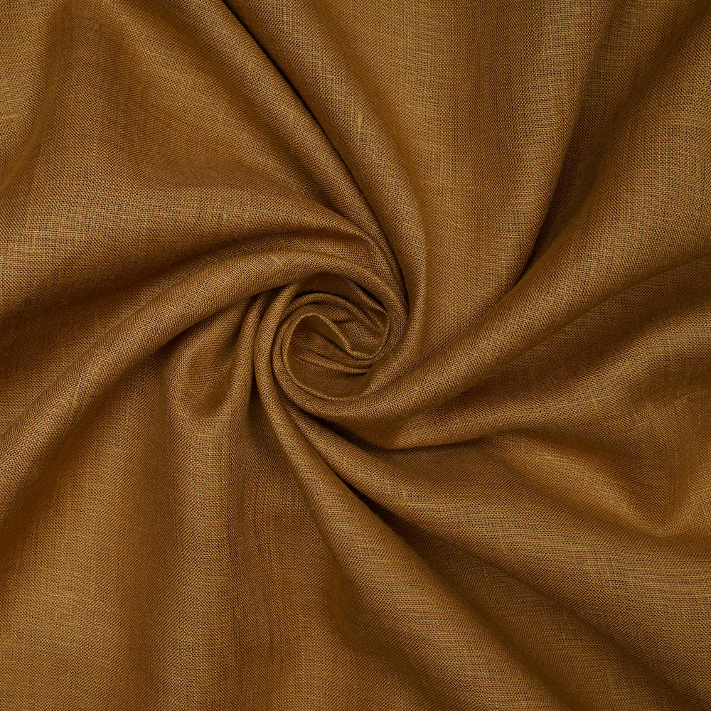 Brown Color Pure Linen Fine Count Yarn Dyed Fabric