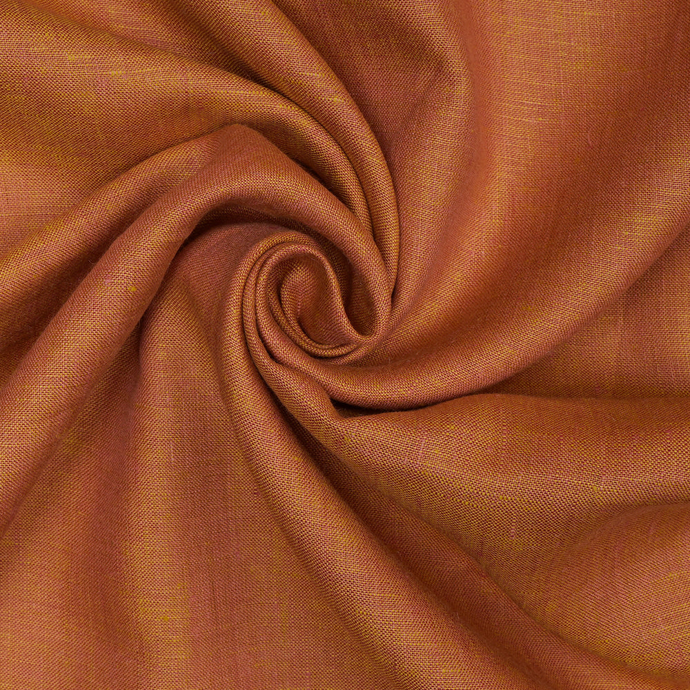 Orange Color Pure Linen Fine Count Yarn Dyed Fabric