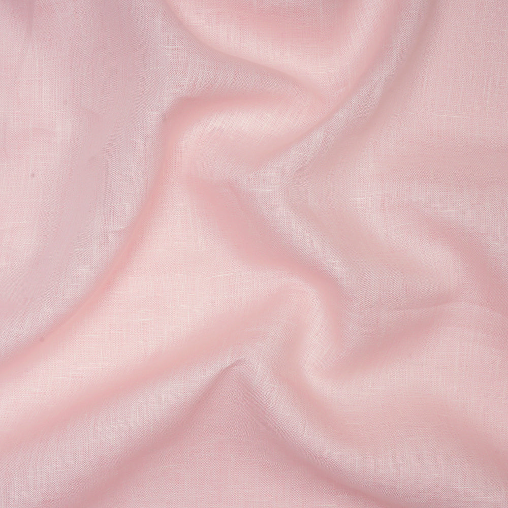Baby Pink Color Pure Linen Fine Count Yarn Dyed Fabric