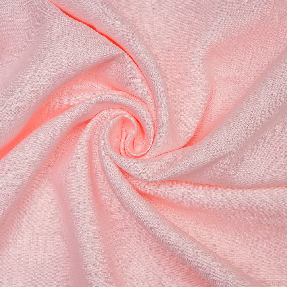 Baby Pink Color Pure Linen Fine Count Yarn Dyed Fabric