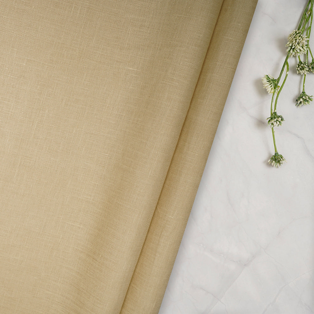 Golden Color Pure Linen Fine Count Yarn Dyed Fabric