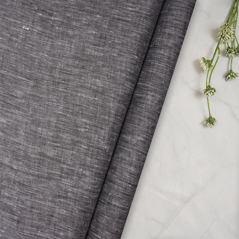 Grey Color Pure Linen Fine Count Yarn Dyed Fabric