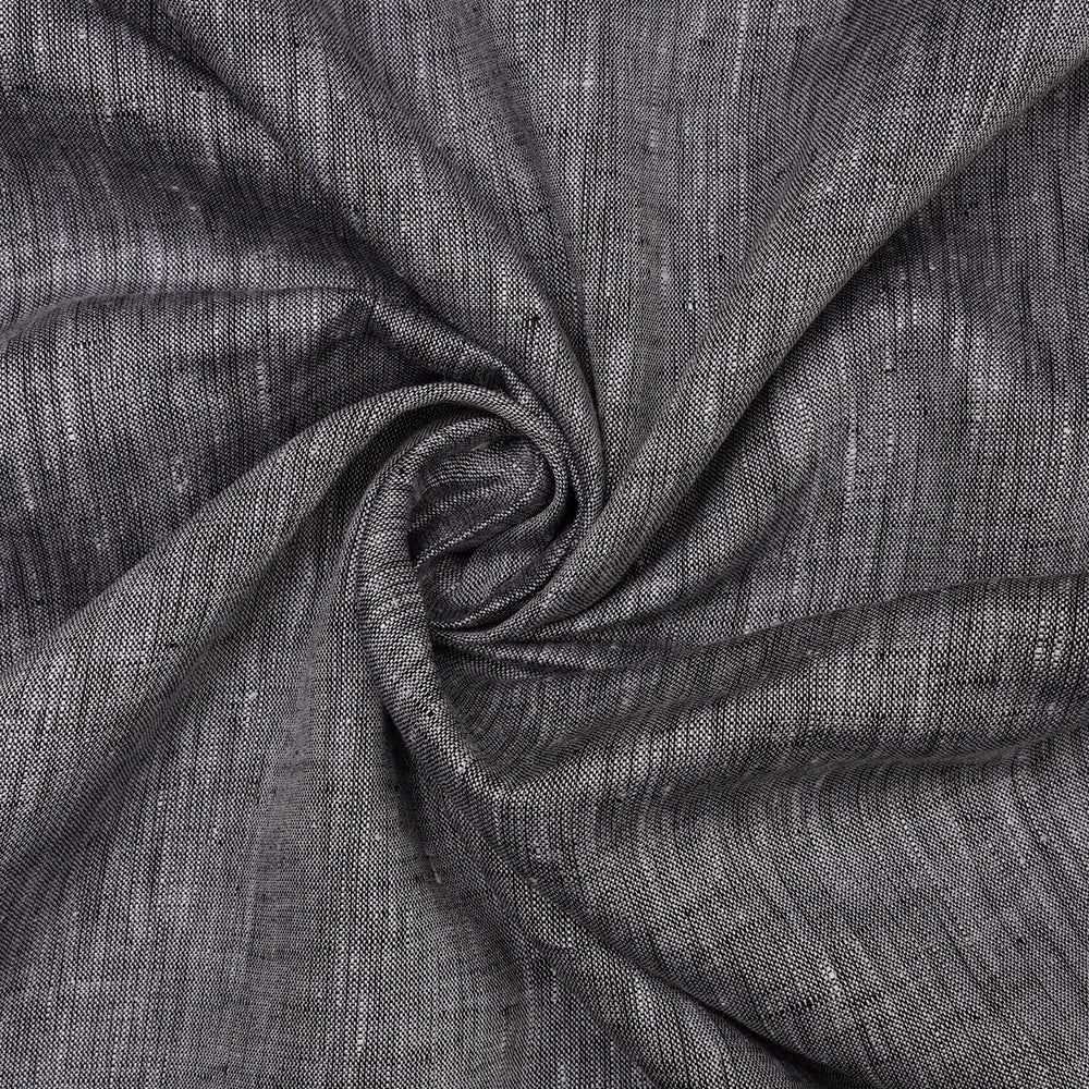Grey Color Pure Linen Fine Count Yarn Dyed Fabric