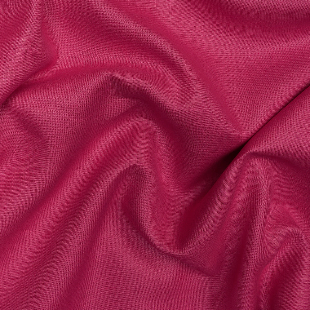 Dark Pink Color Pure Linen Fine Count Yarn Dyed Fabric