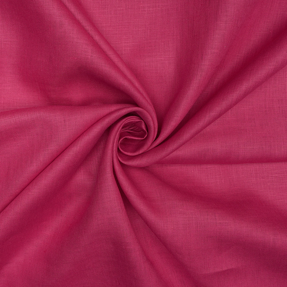 Dark Pink Color Pure Linen Fine Count Yarn Dyed Fabric