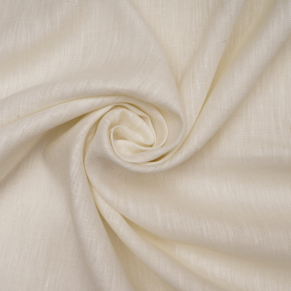 Off White Color Pure Linen Fine Count Yarn Dyed Fabric