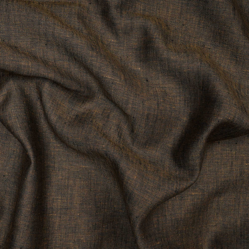 Yellowish Black Color Pure Linen Fine Count Yarn Dyed Fabric