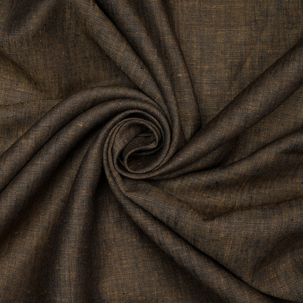 Yellowish Black Color Pure Linen Fine Count Yarn Dyed Fabric