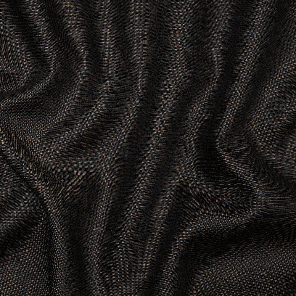 Black Color Pure Linen Fine Count Yarn Dyed Fabric