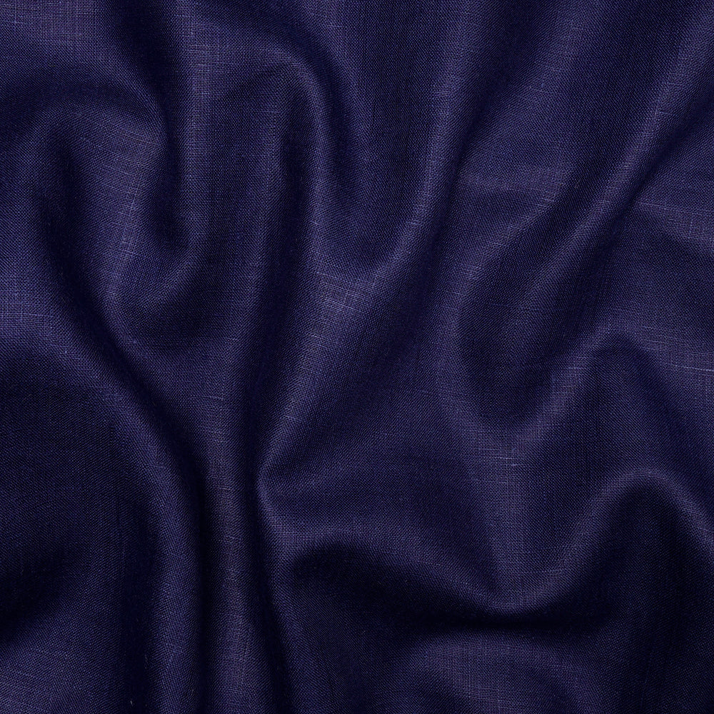 Dark Blue Color Pure Linen Fine Count Yarn Dyed Fabric