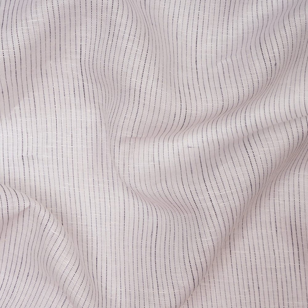 White Color Striped Pattern Yarn Dyed Pure Fine Linen Fabric