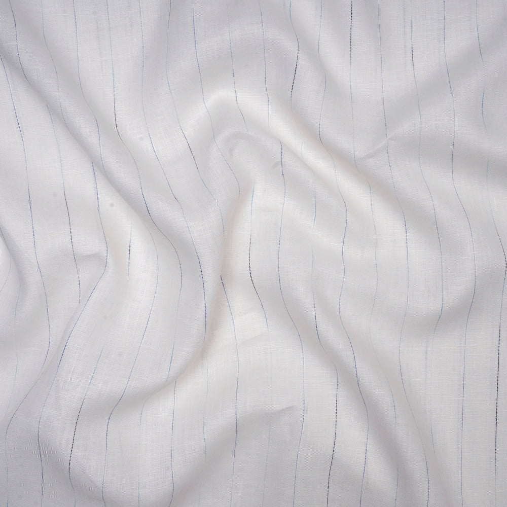 White Striped Pattern Yarn Dyed Fine Linen Fabric