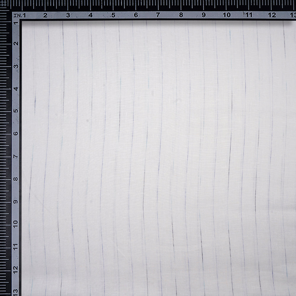White Striped Pattern Yarn Dyed Fine Linen Fabric