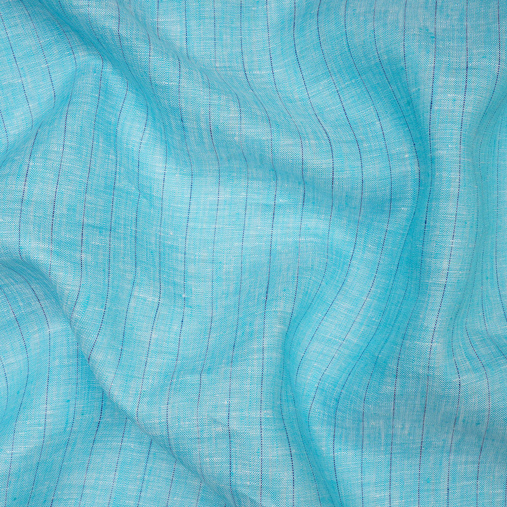 Light Blue Striped Pattern Yarn Dyed Fine Linen Fabric