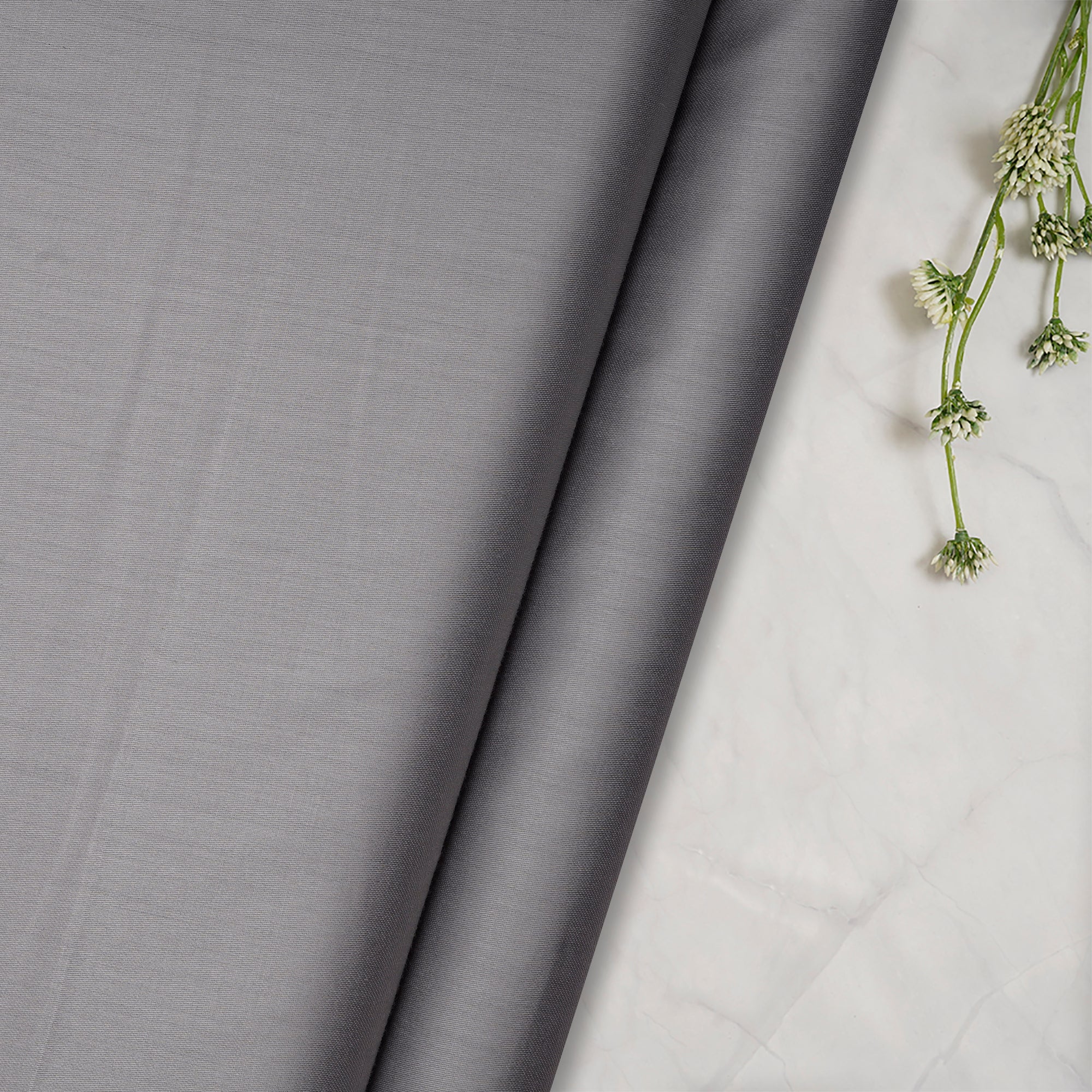 Grey Premium Mill Dyed Glazed Cotton Satin Fabric
