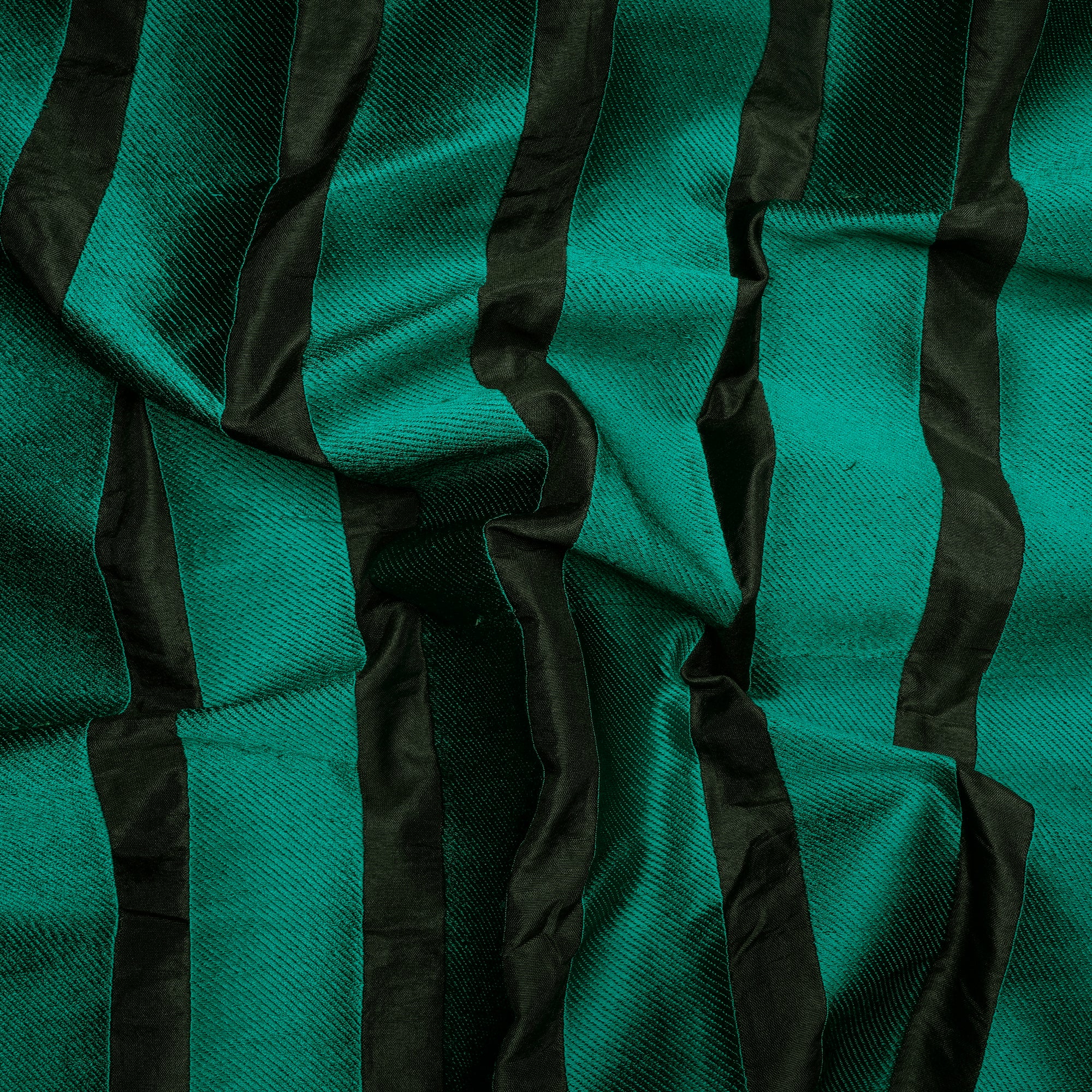Black-Green Color Embroidered Polyester Fabric
