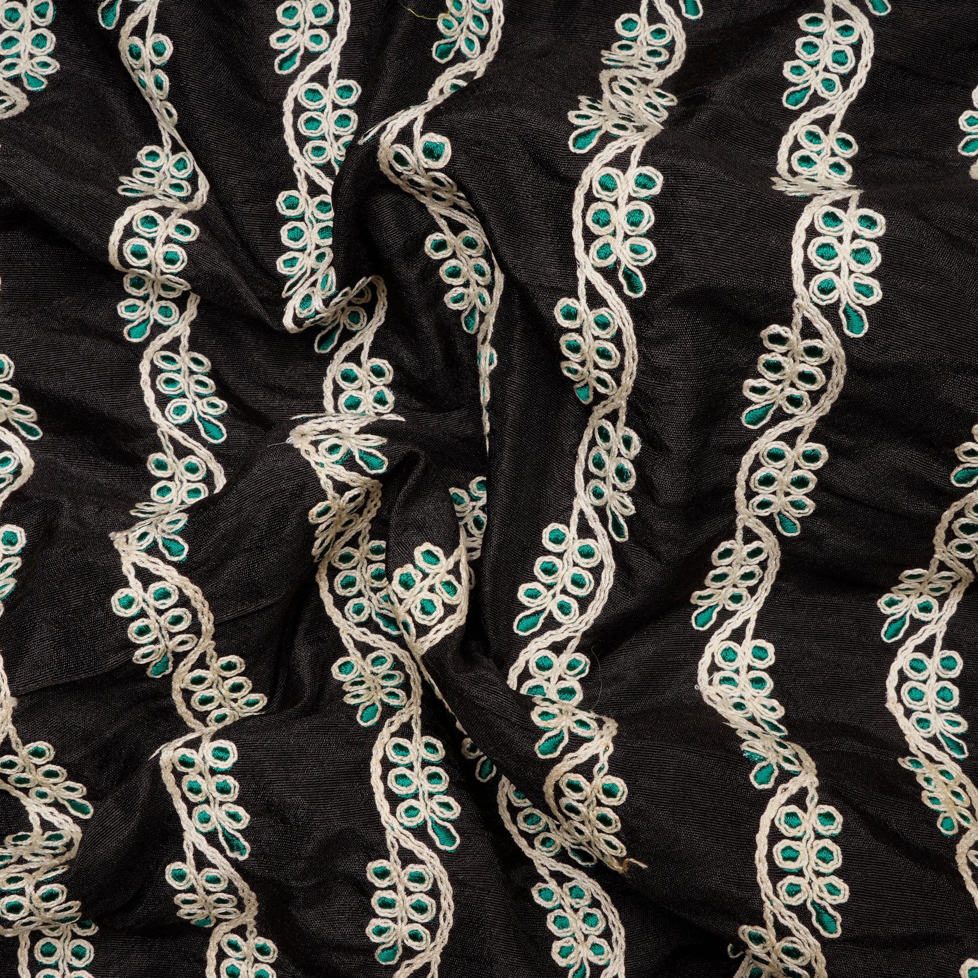 Black Color Embroidered Polyester Fabric