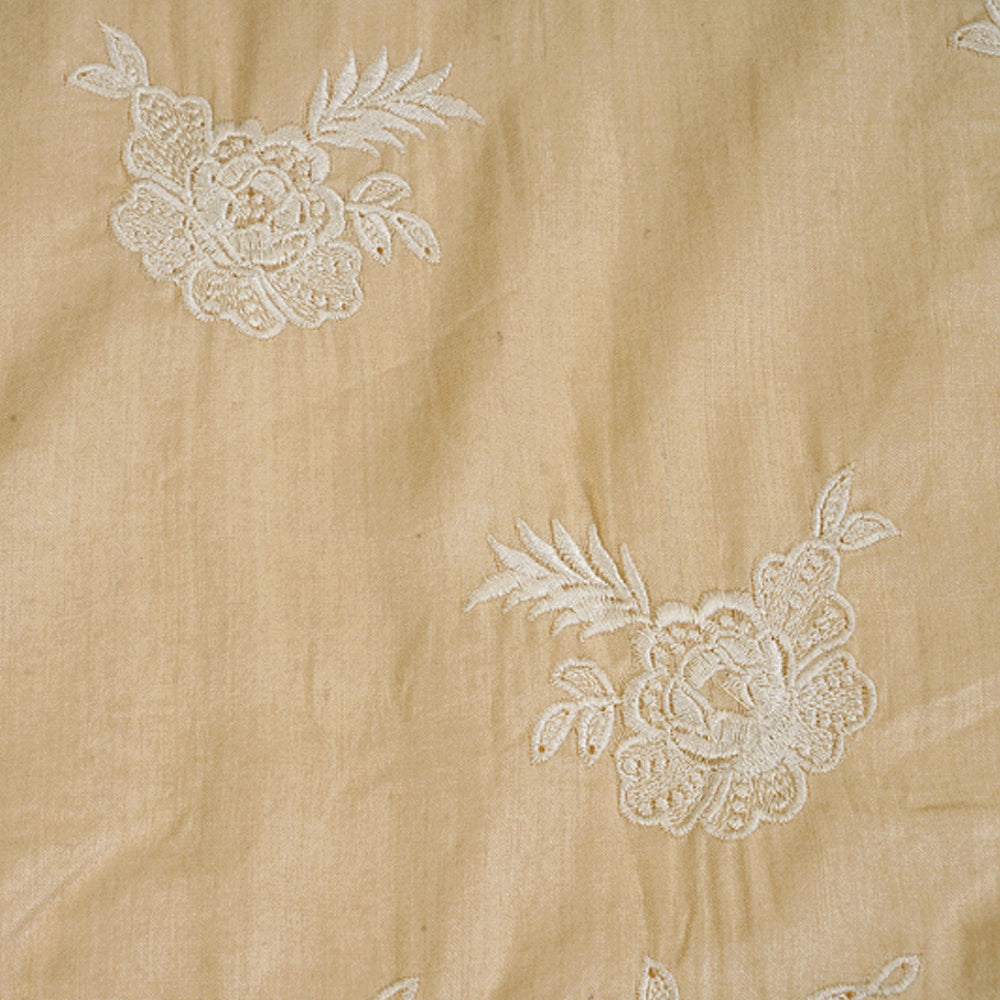 Beige Color Embroidered Muga Georgette Fabric