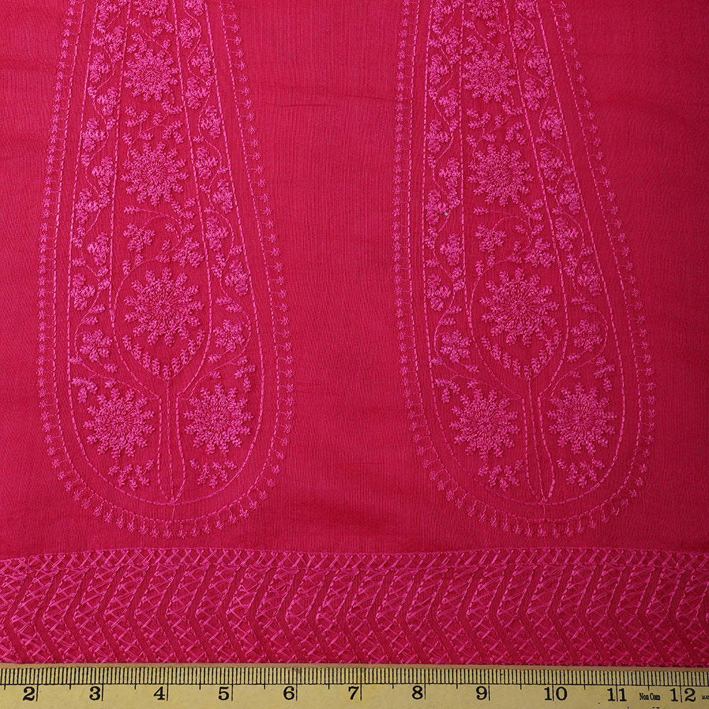 Pink Color Embroidered Fine Chanderi Fabric