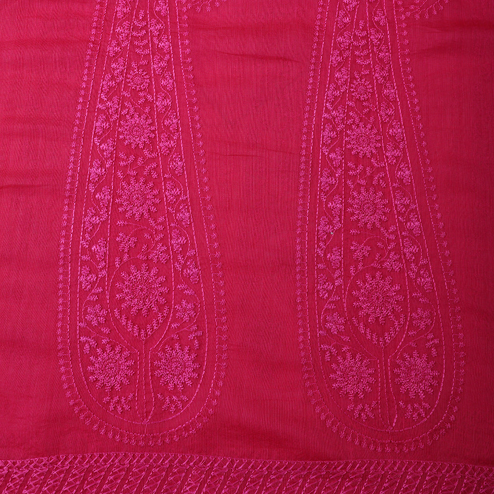 Multi Color Embroidered Fine Chanderi Fabric