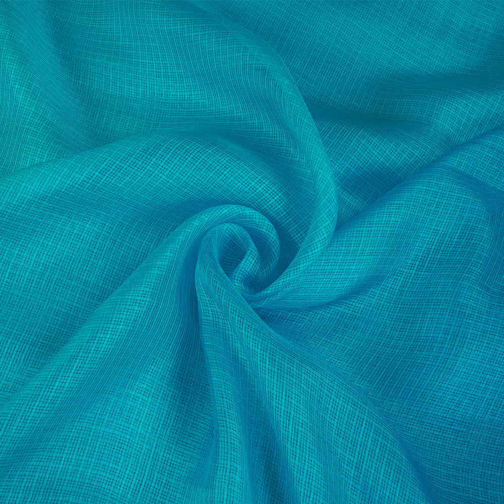 Blue Color Ombre Dyed Kota Silk Fabric