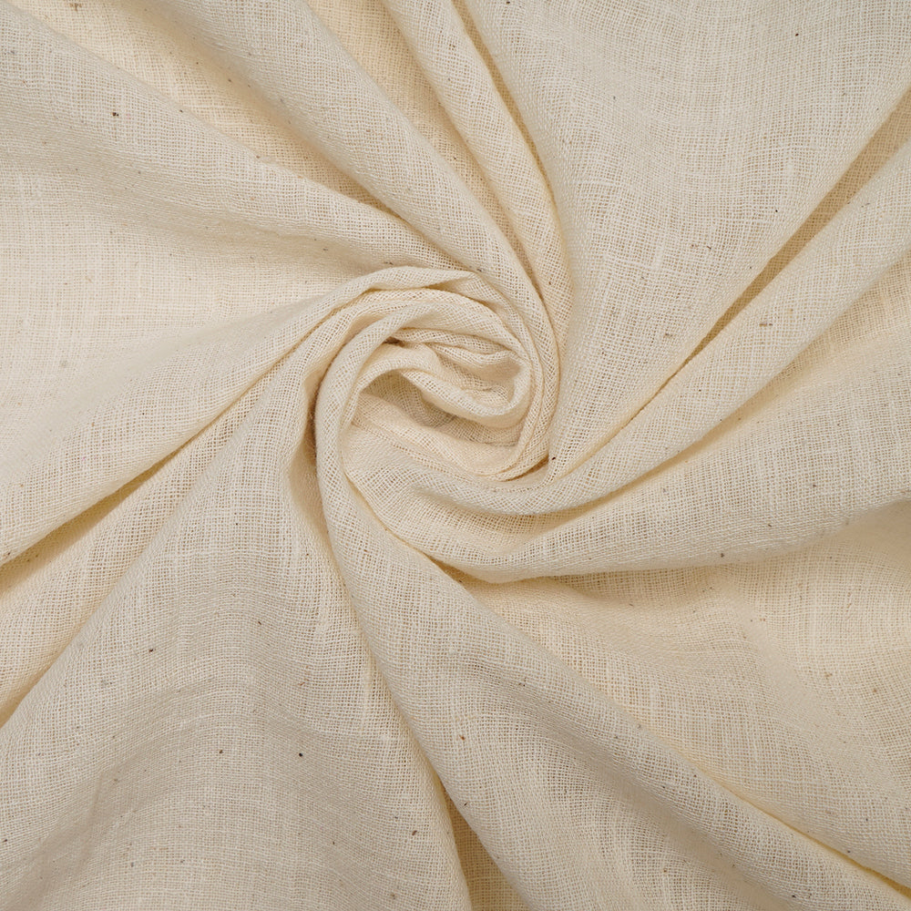 Cream Color Kora Handwoven Handspun Organic Kala Cotton Plain Fabric