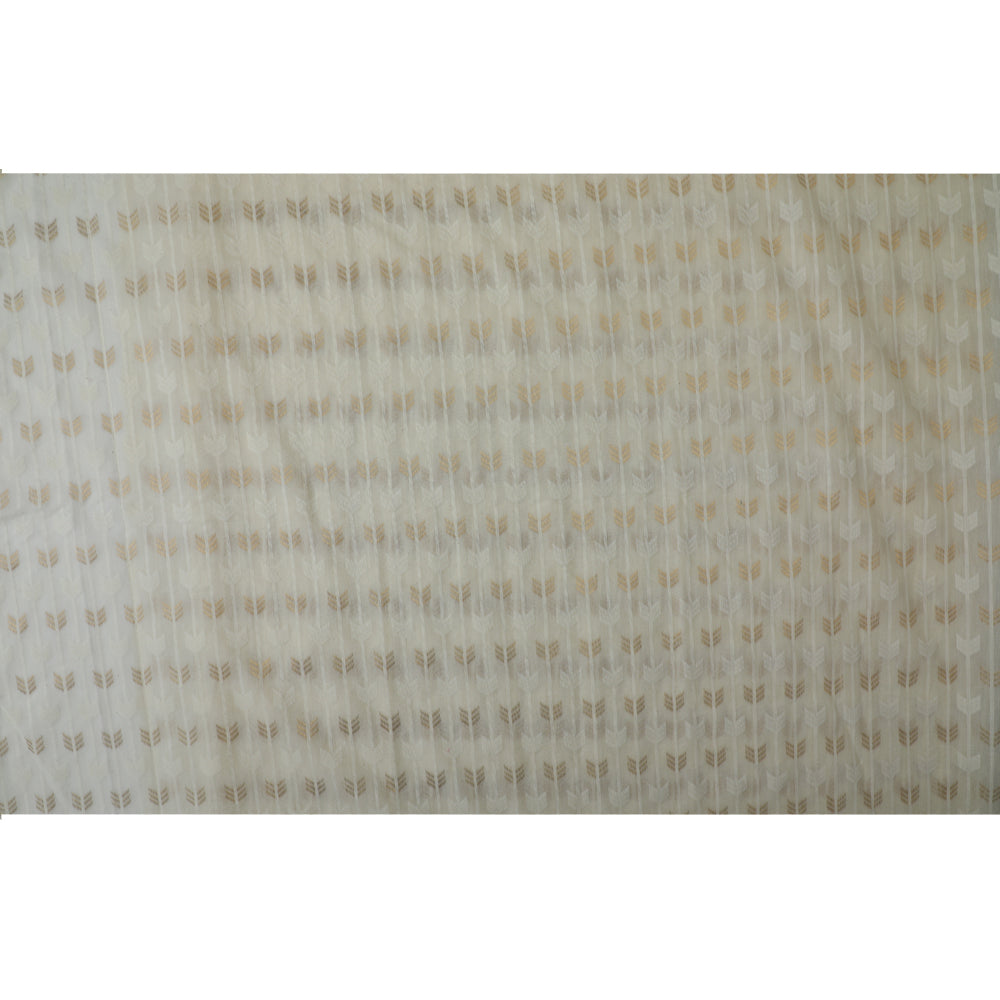 White Color Chanderi Jacquard Fabric